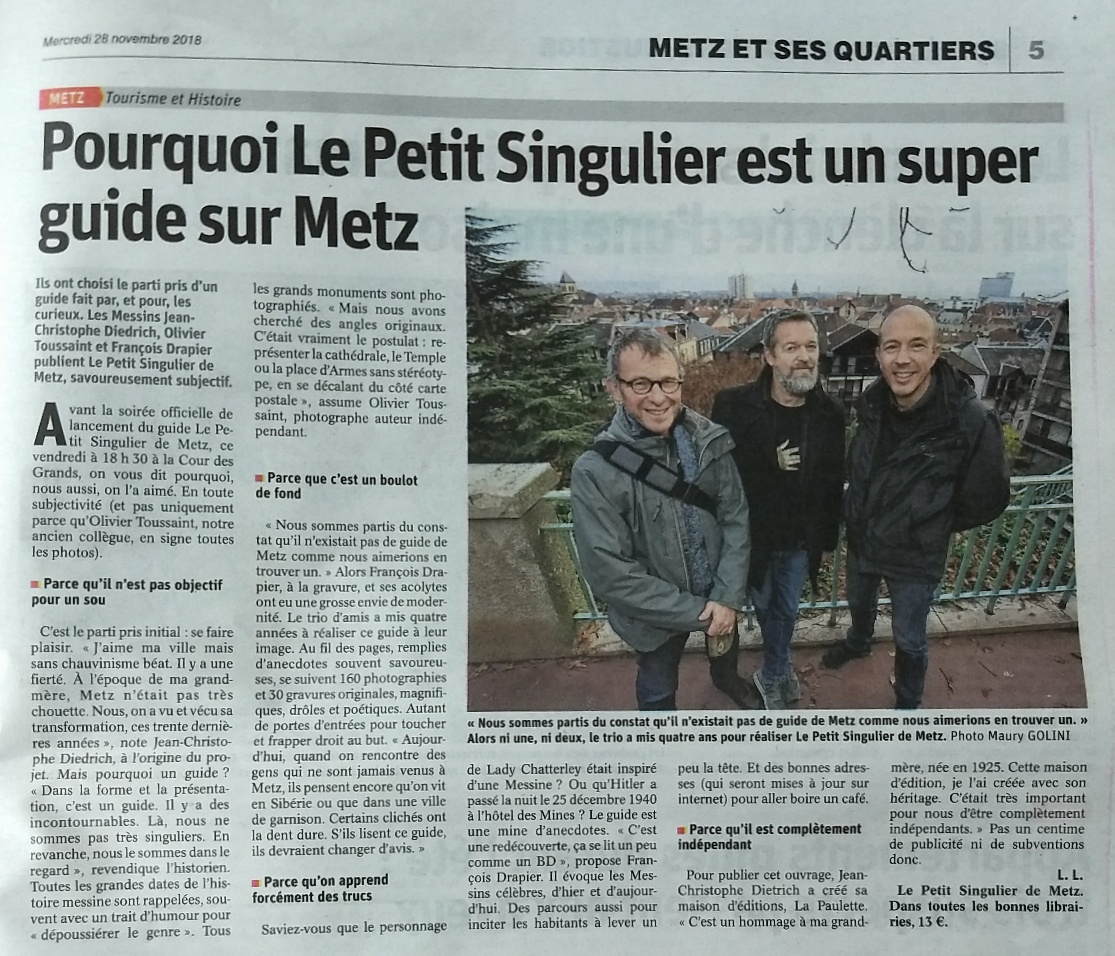 Revue de presse, le bel article du Républicain lorrain consacré au Petit Singulier