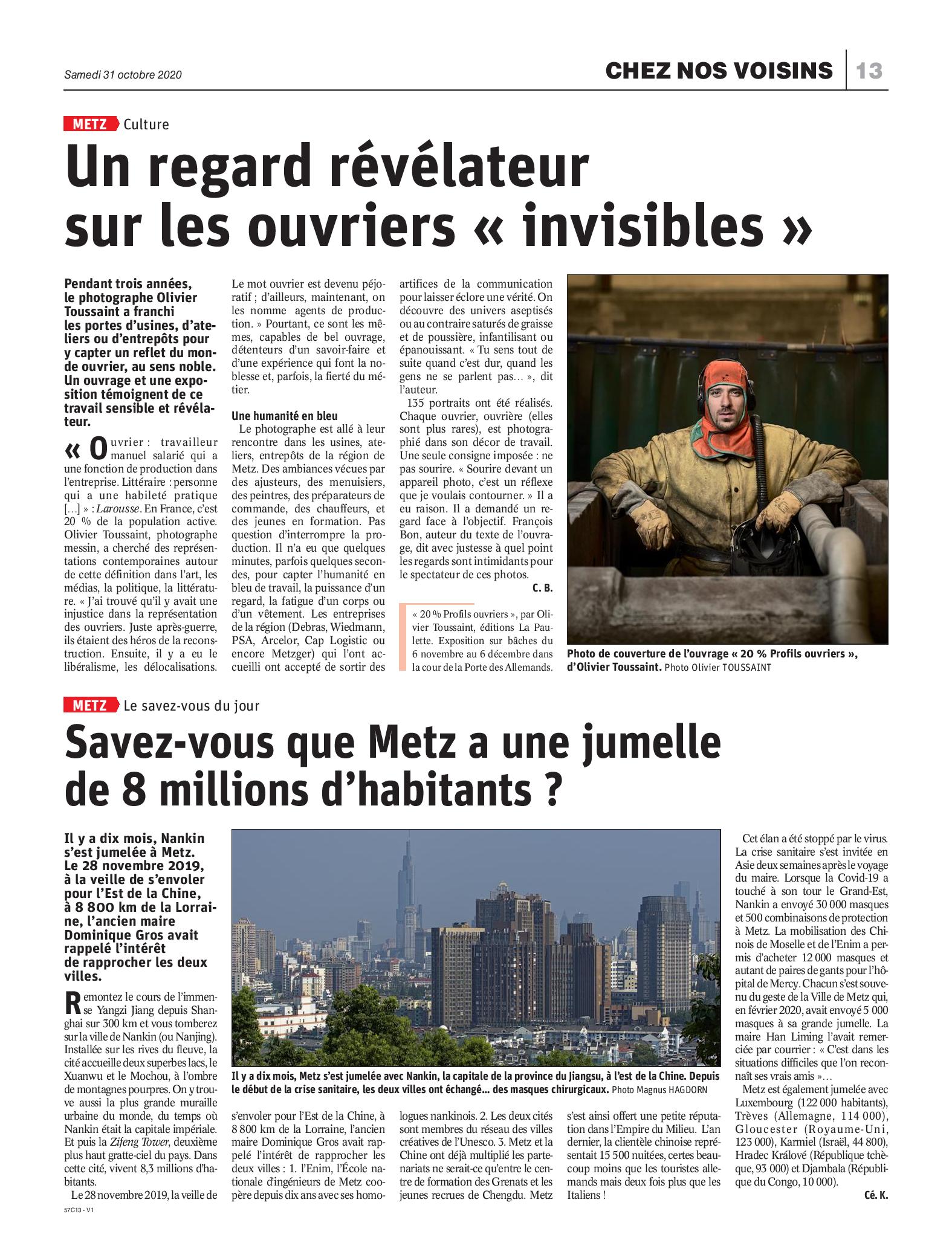 Le Républicain Lorrain du 31 octobre 2020