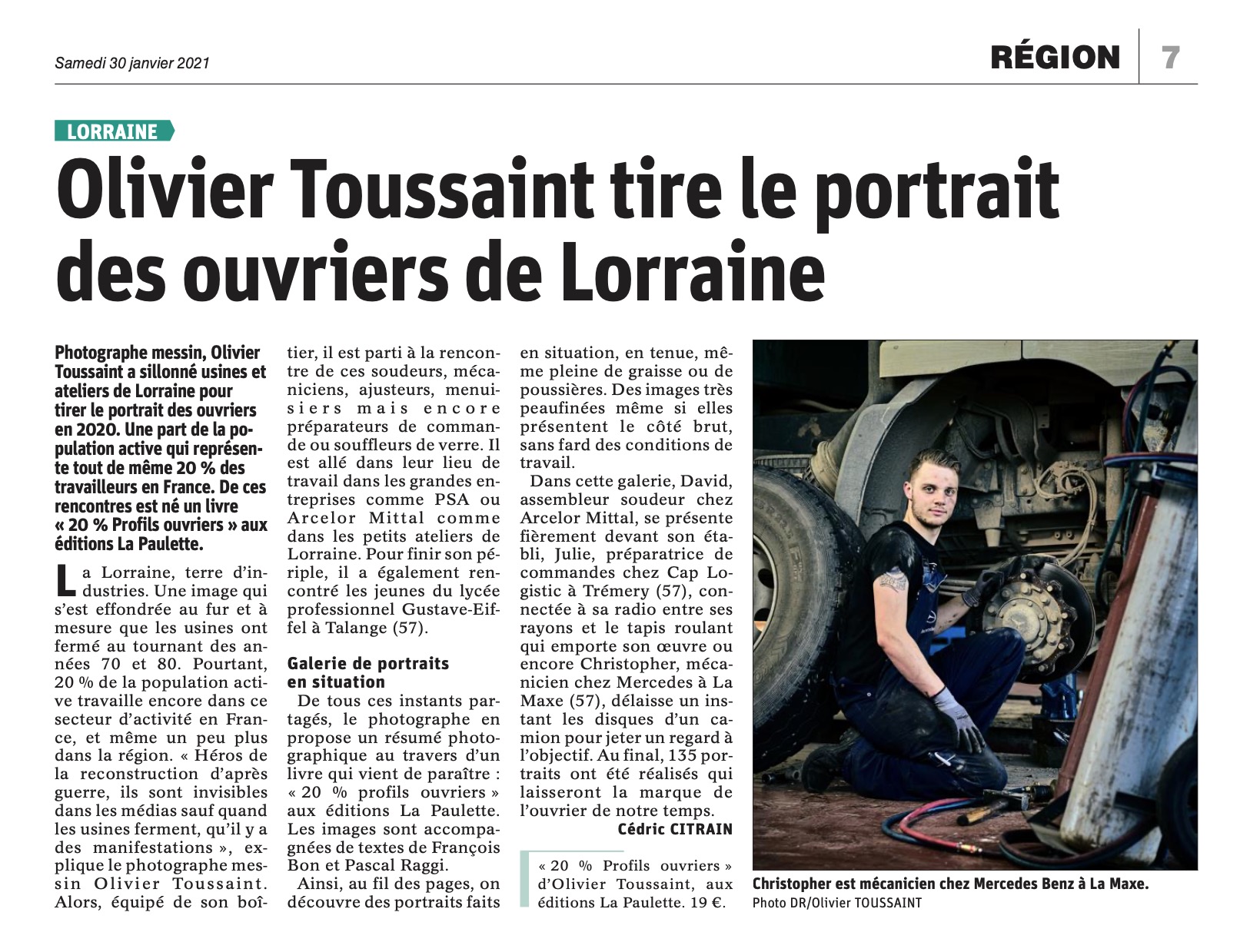 L’Est Républicain et le Républicain Lorrain du 30 janvier 2021